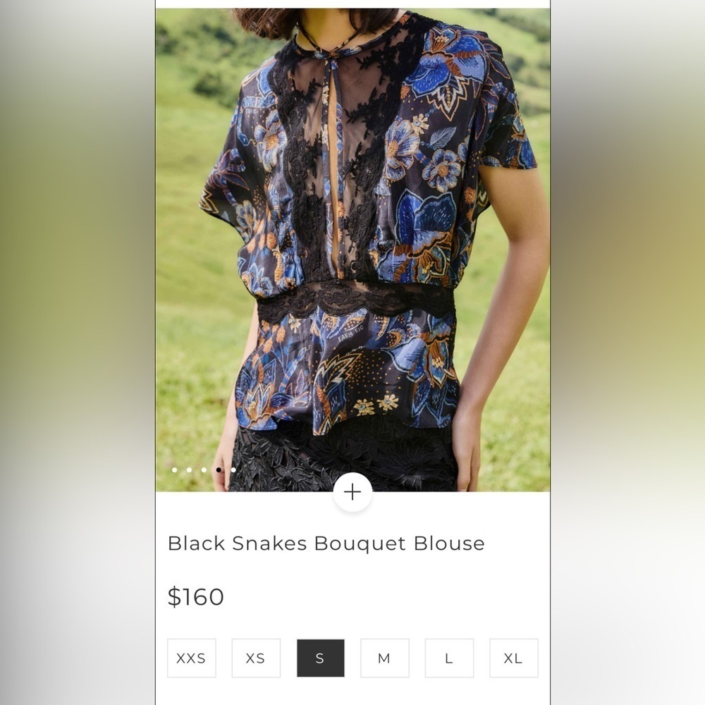 Farm Rio: Black Snakes Bouquet Blouse - Picture 2 of 11